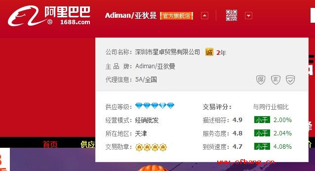 深圳市某某卓貿易有限公司入駐誠信通店鋪展示