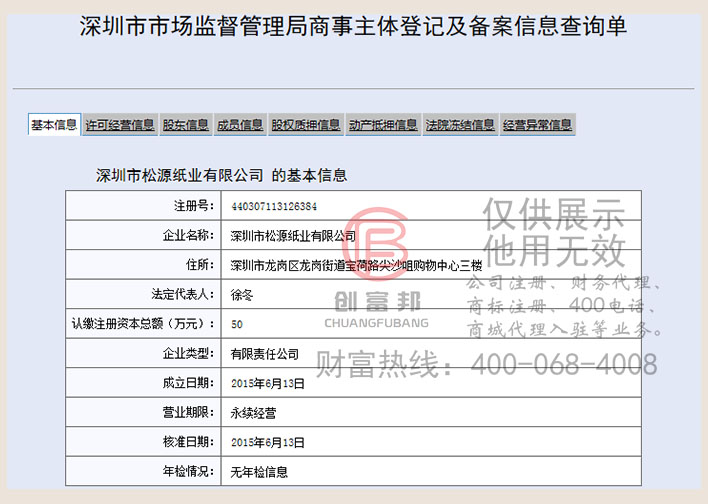 深圳市某某源紙業(yè)有限公司工商網(wǎng)信息查詢