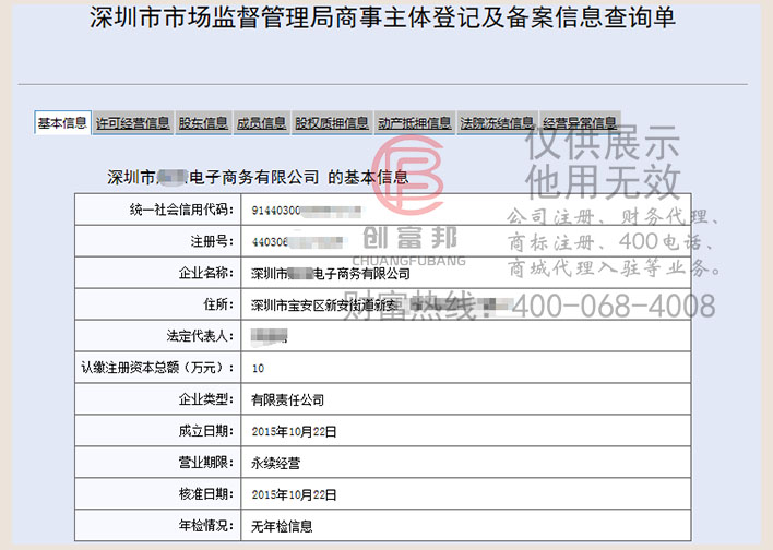 某某信電子商務有限公司工商網(wǎng)信息查詢