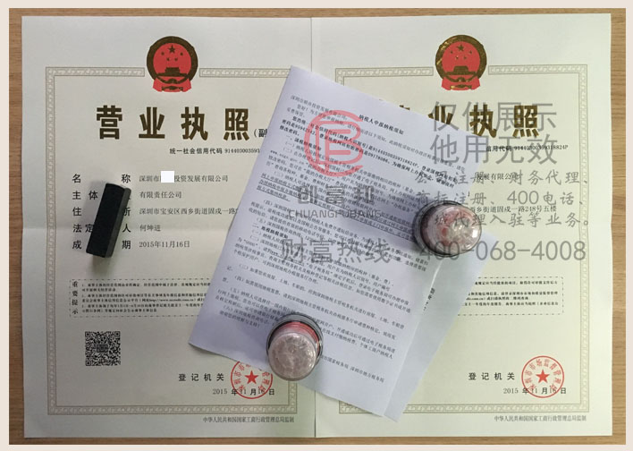 深圳市某某投資發(fā)展有限公司證件展示