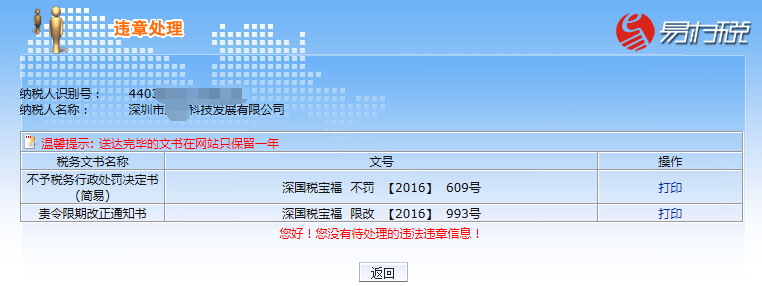 稅務違章情況