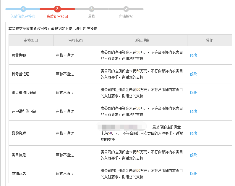 因為公司注冊資金不足，被京東駁回案例